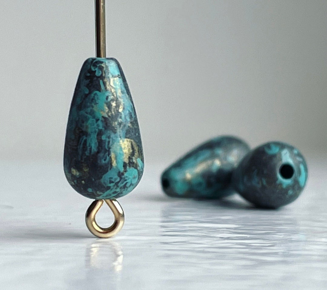 Patina Verdigris Acrylic Bronze Drop Teardrop Beads 12mm Aged 30 - Etsy