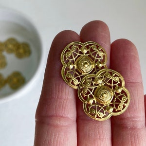 Raw Brass Stamping Curved Floral Filigree Findings 20mm 8 image 2