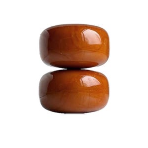 Vintage Chunky Lucite Brown Carnelian Donut Beads 23mm (4) West Germany