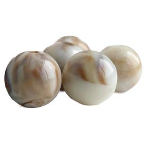 Ivory Tan Beige Marbled Round Acrylic Beads 11.5mm (16)