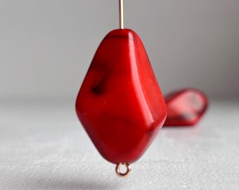 Rood zwart gemarmerde afgeschuinde acryldruppelkralen 30 mm (4)