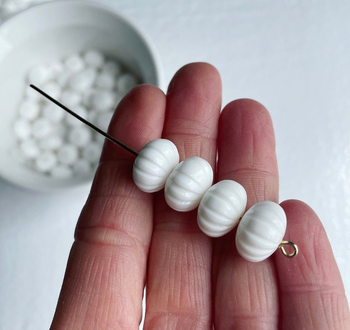 White Spacer Lampwork Beads For Jewelry Supplies, Glass Beads For Jewelry  Design, Beads For Craft Supplies, Small Round Beads For Bracelet
