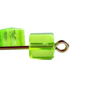 Vintage Square Bright Green Acrylic Cube Beads 6mm (30)