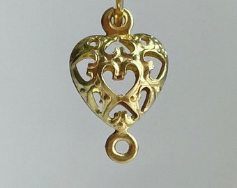 Brass 2 Loop Filigree Heart Connectors 14mm (12) Charms