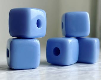 Acrylic Cornflower Blue Square Cube Beads 12.5mm (10)