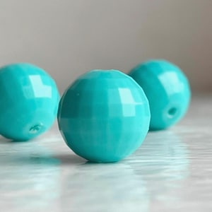 Vintage Faceted Round Vintage Turquoise Lucite Beads 10mm (20) West Germany Disco Ball