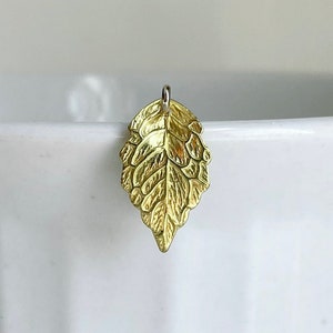 Gold Plated Brass Curved Leaf Charms Pendants 18mm 20 image 3