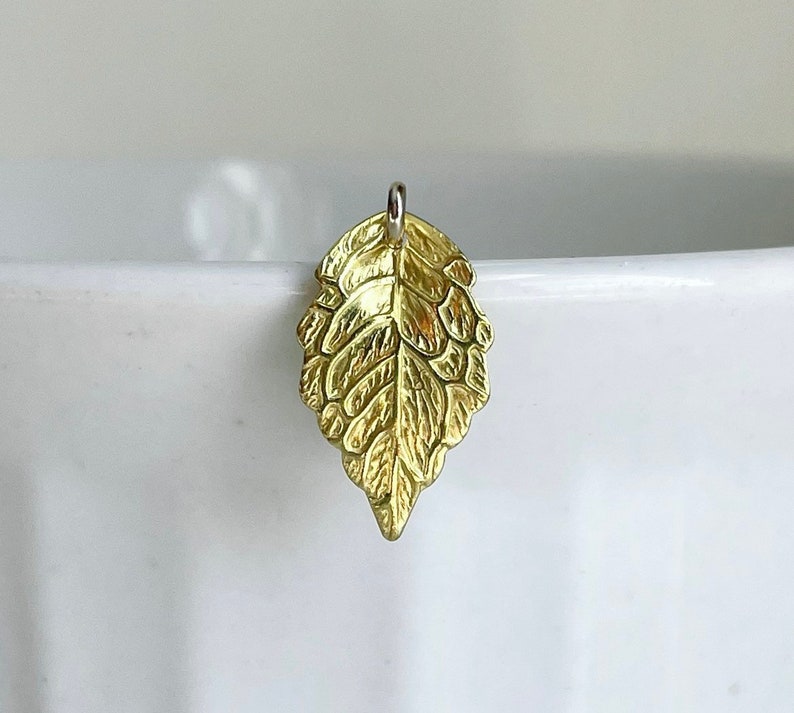 Gold Plated Brass Curved Leaf Charms Pendants 18mm 20 image 3