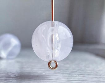 Marbled Acrylic Round Crystal Clear White Beads 14mm (12)