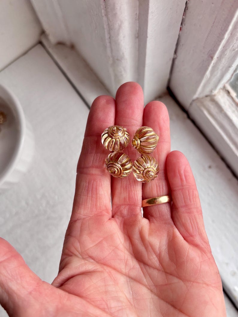Crystal Gold Inlay Fluted Acrylic Lantern Beads Gilded Corrugated 14mm ...