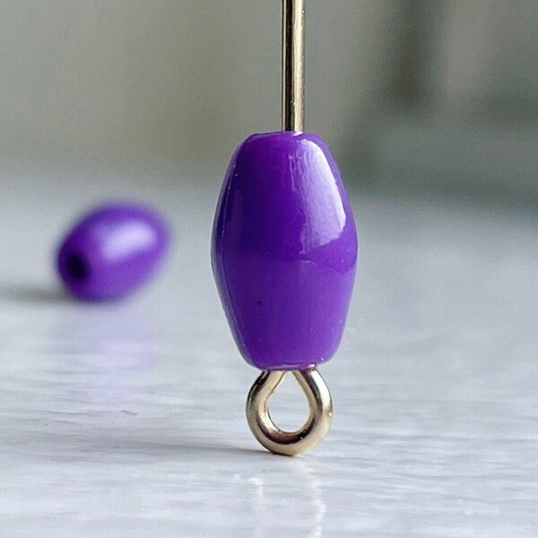 Vintage Acrylic Purple Oval Pearl Beads 9mm (50)