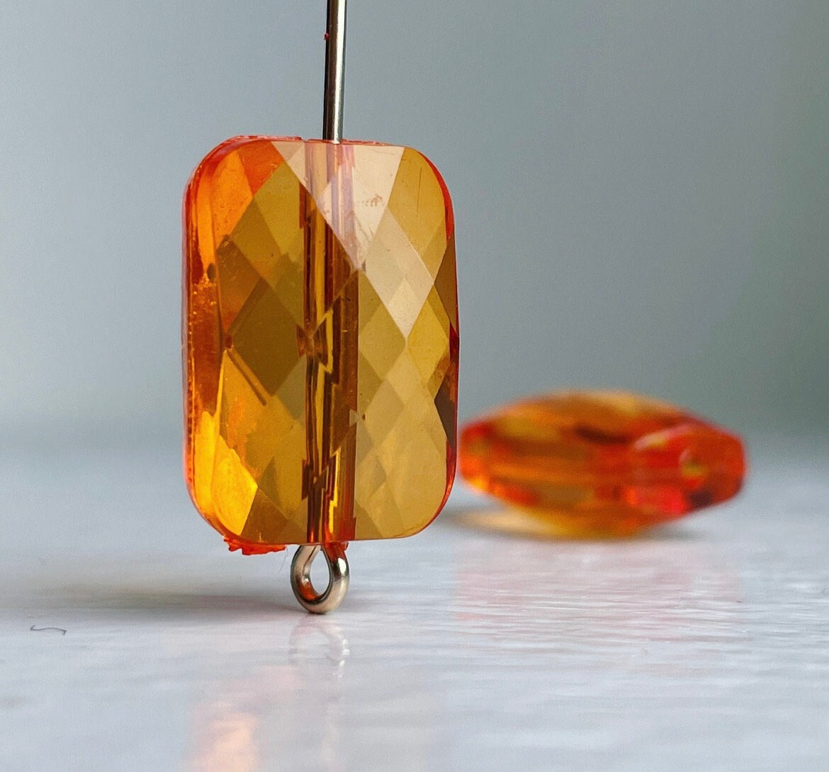 ORANGE Glass Point Back Gems Jewels Rhinestones Hearts Teardrop Rectangle  Oval 10x14mm 13x18mm 18x25mm Choose Size and Shape 