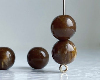 Brown Marbled Round Acrylic Beads 10mm (20)