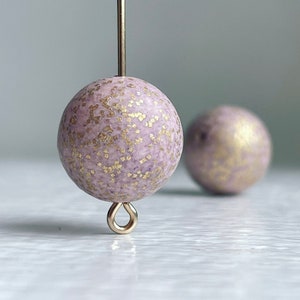 Vintage Lavendel Gold gesprenkelte Runde Lucite Perlen 14mm 10 Bild 2