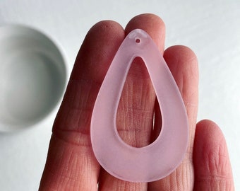 Vintage Lucite pastelroze druppelvormige hanger kralen 48 mm (4) mat mat