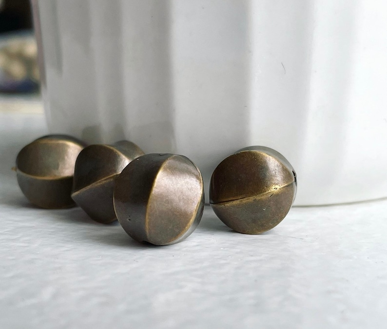 Antique Bronze Gold Acrylic Beveled Round Melon Beads 14mm 12 image 5