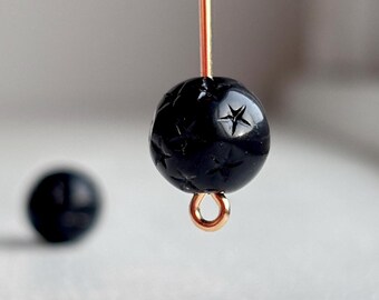 Jet Black Round Acrylic Star Beads 10mm (20)