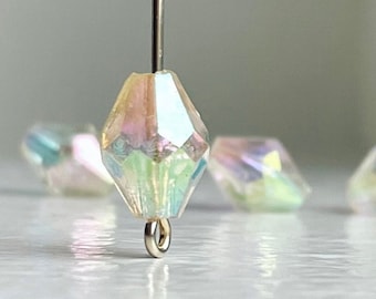 Vintage Acrylic Crystal Bicone Beads AB Iridescent Finish 11mm (20)