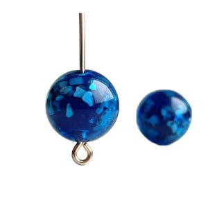 Vintage Royal Blue Confetti Round Resin Shell Beads 12mm (12)