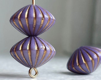 Purple Gold Fluted Saucer Beads Acrylic Spacer 15mm (16)