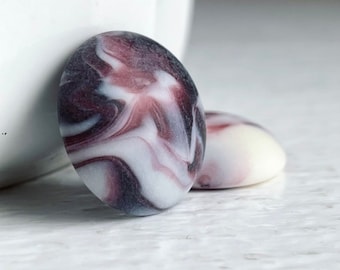 Vintage Purple Mauve White Marbled Lucite Cabochons Cabs Flatbacks Matte 17mm (10)