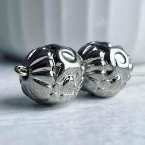 Silver Carved Acrylic Etched Ornate Round Beads 17mm 12 image 2