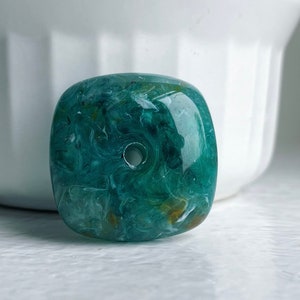 Large Chunky Squared Teal Green White Marbled Acrylic Spacer Beads 31mm 4 image 6