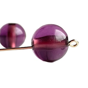Vintage Round Purple Amethyst Lucite Beads Translucent 14mm (12)