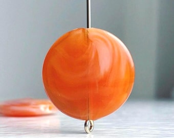 Orange weiß marmorierte Acryl Münze Kissen Perlen 21 mm (8)
