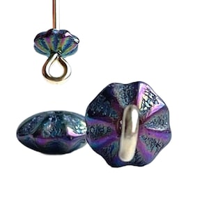Vintage AB Vitrail Iris Metallic Czech Glass Fluted Spacer Disc Beads 6mm (30)