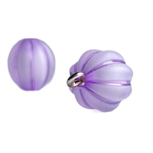Purple Fluted Round Acrylic Bead Matte Frosted Finish 12mm (16)