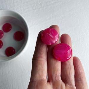 Hot Pink White Marbled Acrylic Pillow Coin Beads 22mm 8 image 2
