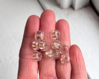 Contas espaçadoras rondelle de acrílico caneladas douradas cristal leitoso 10 x 6 mm (20)