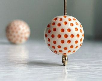 Dimpled Round Cream Orange Polka Dot Acrylic Beads 12mm (20)