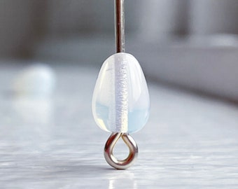 Vintage Milky Crystal Glass Milk Drop Teardrop Beads 8x6mm (16)