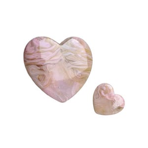 Vintage roze goud kristal gemarmerd Givre Lucite hart cabochons cabines plakstenen 33 mm (4) Italië