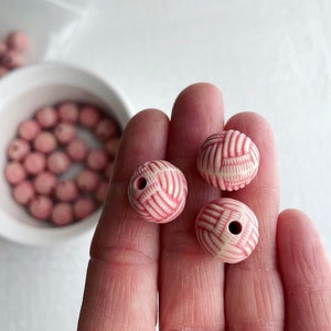 Carved Round Pink Cream Knot Acrylic Beads 14mm 10 image 5