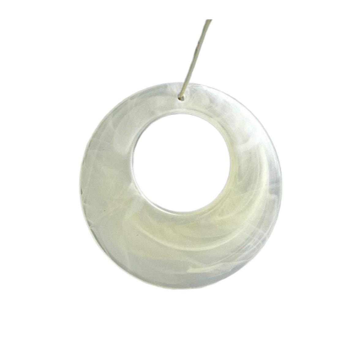 Marbled Light Yellow Lemon Chiffon Acrylic Drop Pendant Hoops Pieces 47mm (4)