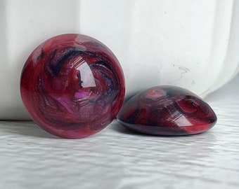 Vintage Marbled Lucite Cabochons Purple Red Cabs Flatbacks Glitter 17mm (10)