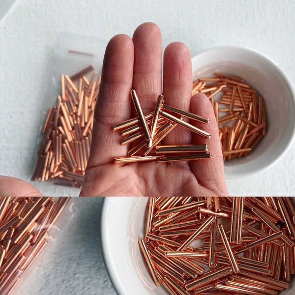 Acrylic Beads Copper Skinny Oval Tube Stick Beads 26mm (20)