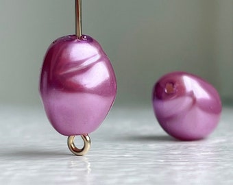 Vintage Perlmutt Lila geätzte Twisted Oval Lucite Perlen 14 mm (12)