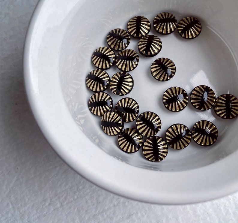 Black Gold Acrylic Carved Fluted Coin Beads 12mm 20 image 5