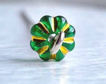 Acrylic Green Gold Fluted Saucer Spacer Beads 7x3mm (30)