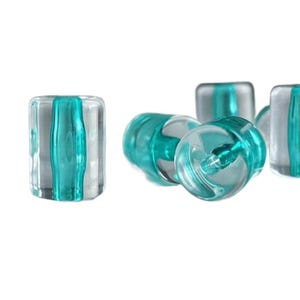 Crystal Clear Teal Core Acrylic Tube Barrel Beads 10mm (20)