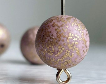 Vintage Lavender Gold Speckled Round Lucite Glitter Beads 12mm (12)