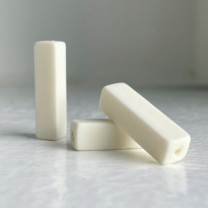 Vintage Ivory Lucite Rectangle Beads 26mm Matte Finish 12 image 1