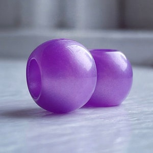 Pearly Purple Round Acrylic Big Hole Beads 11x9mm (14 beads) 6mm Hole
