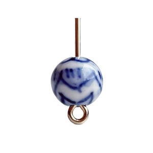 Hand Painted Porcelain Blue White Round Beads 8mm (6)