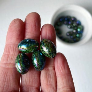 Acrylic Beads AB Green Drizzle Oval 18mm 20 image 2