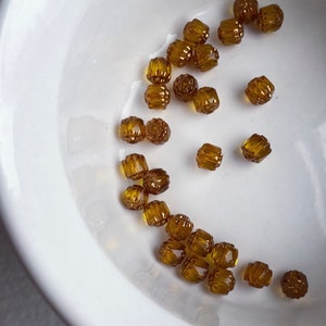 Czech Glass Topaz Gold Etched Cathedral Beads 6mm 20 image 4